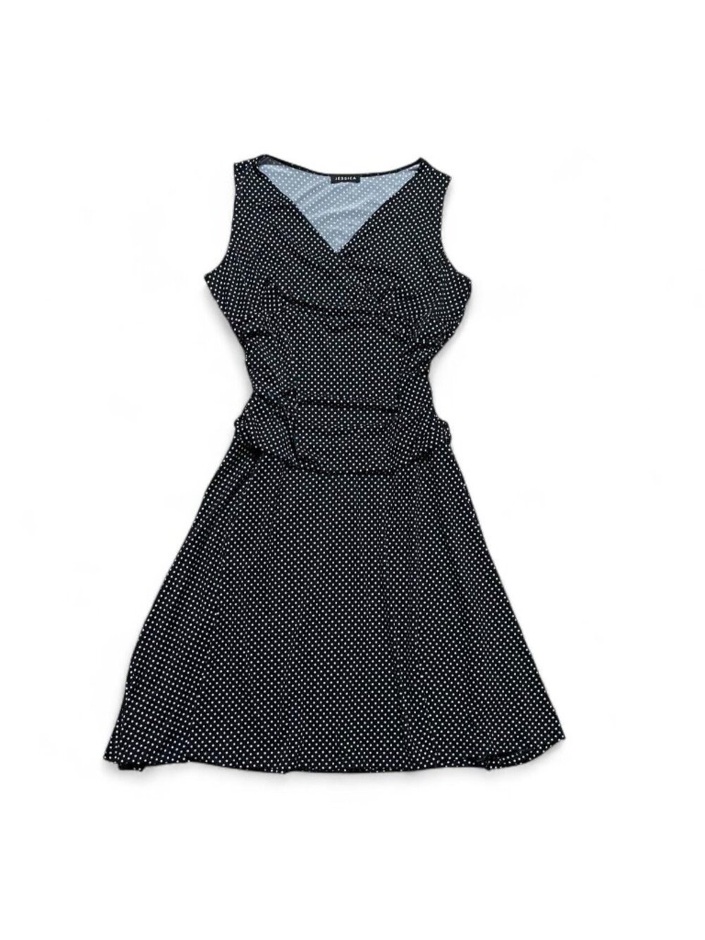Vintage Jessica polka dot dress with ruching